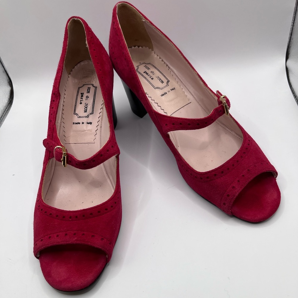 RUE du JOUR Paris Red Mary Jane peep toe